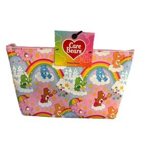LCARE BEARS AUTHENTIC PINK RAINBOWS MAKE UP COSMETIC BAG TRAVEL POUCH NEW